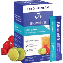 Blueshift Pre-Game - Pre Drinking NAC Supplement, Electrolytes Powder Packets, Hydration Packets, Liver Support with Ginger, Cysteine, Milk Thistle, No Sugar Powder Sticks (10 Pack)