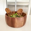 Acacia Wood 10” Salad Serving Bowl with Salad Hands 3