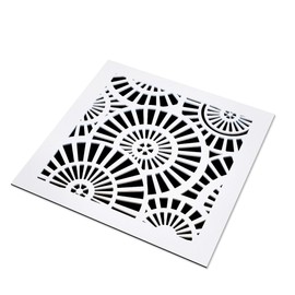 SABA Home Decor Air Vent Cover Grille - Acrylic Plexiglass 10 x 10 Duct Opening (12 x 12 Overall) White Finish Decorative Register Covers for Walls and Ceilings, Waterwheel
