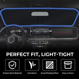 for Jeep Wrangler 2018-2024 Windshield Sunshade, Custom Fit for 2020-2024 Gladiator, Car Front Window Sun Shades, Foldable Sun Visor Protector Accessories, Keeps Car Cooler