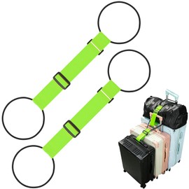 Pddgllut Luggage Connector Straps for Suitcases, Adjustable Travel Bungee for Carry on Bag, Backpack, Accessories, Multiple Use Strong Elastic Add A Bag Belt (Green, 2 Pack)