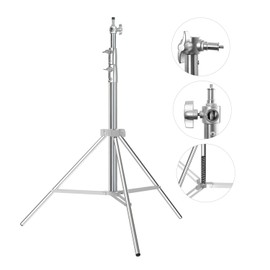 Takerers Heavy Duty Light Stand Photography: Stainless Steel 7.2ft/86.6inch Adjustable Tripod stands with Spring Cushioned, 1/4" to 3/8" Universal Screw, Carry Bag for Softbox, Strobe(Max Load: 22lb)