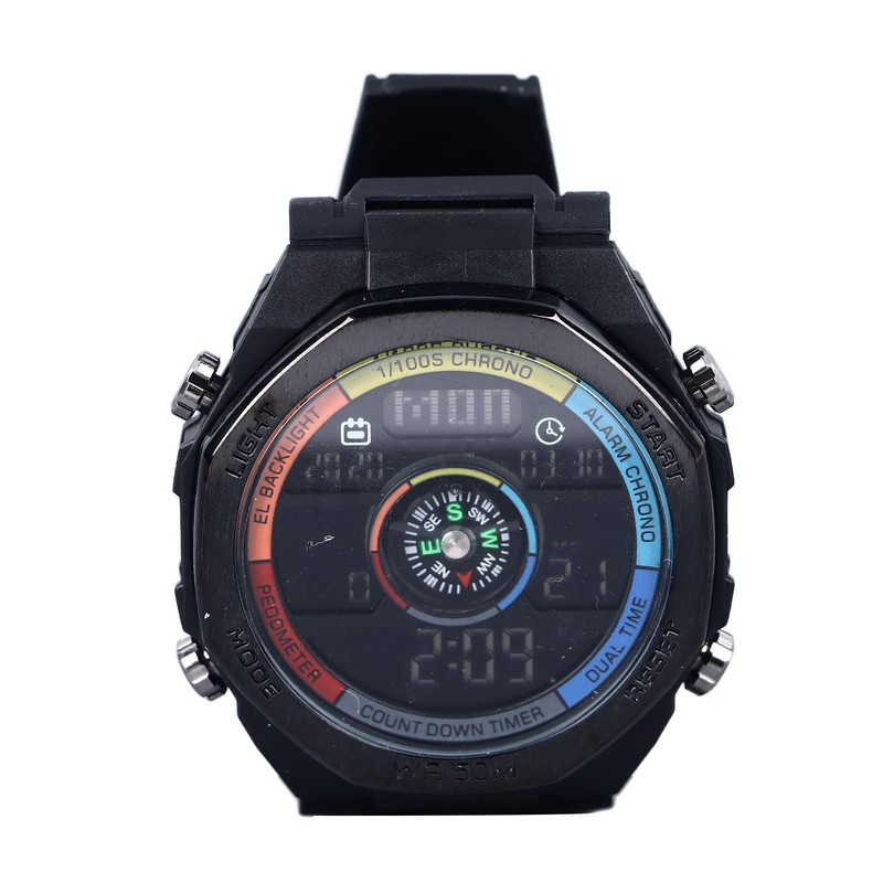 Outdoor Sports Electronic Watch Multifunctional Stylish Pedometer Compass Luminous Waterproof