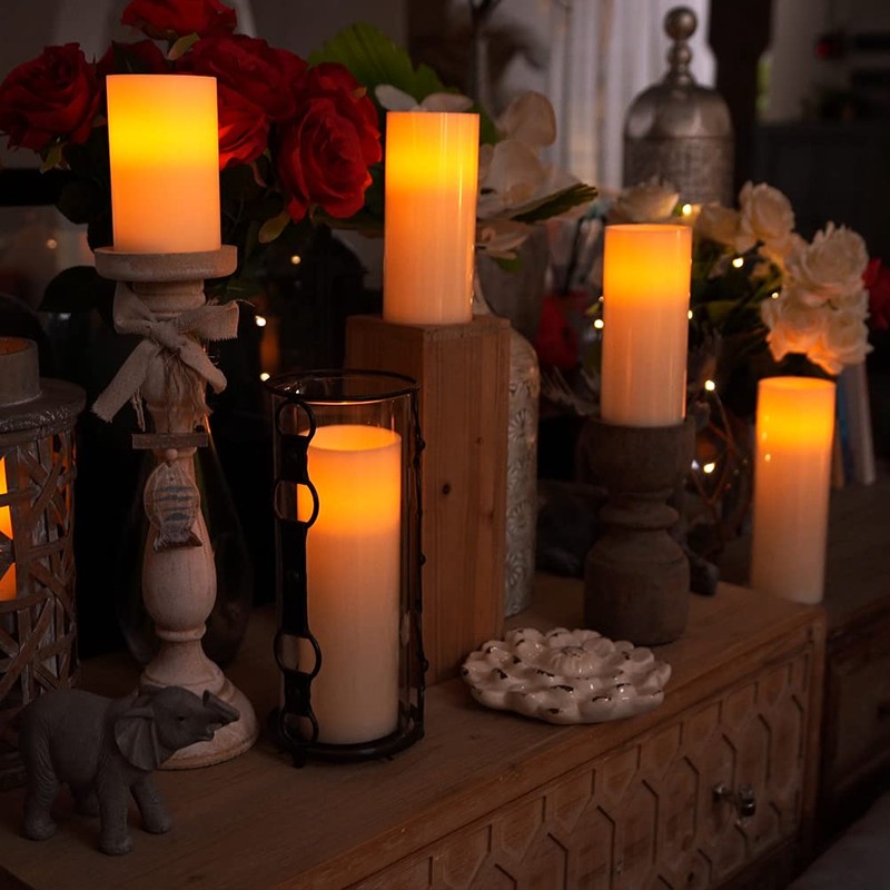 Homemory 9" x 3" Flameless Candles Battery Operated, Flickering LED