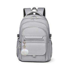 NIWEIYA Backpack for Girls Teens, Solid-Color School Backpack for Boys Kids, Aesthetic Bookbag for Middle & High School Travel Daypack,Grey