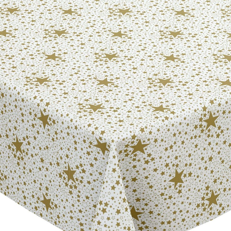 Karina Home Christmas Super Stars Gold PVC Vinyl Wipe Clean