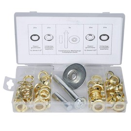 103 Piece Grommet Set Iron Galvanised Tent Eyelets Washer Installation Tool Set + Storage Box 8.9 x 4.3 x 1.2 Inches