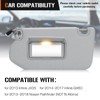 Sun Visor with Light for 2013-2018 Nissan Pathfinder, 2014-2017 Infiniti