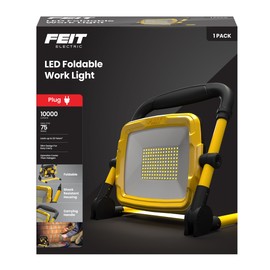 Feit Electric WORK10000XLPLUGFOLD Portable Plug-in LED Work Light, 10,000 Lumens, 5000K Daylight, Heavy-Duty 18/3 Power Cord, Compact Folding Design, 30,000-Hour Lifespan