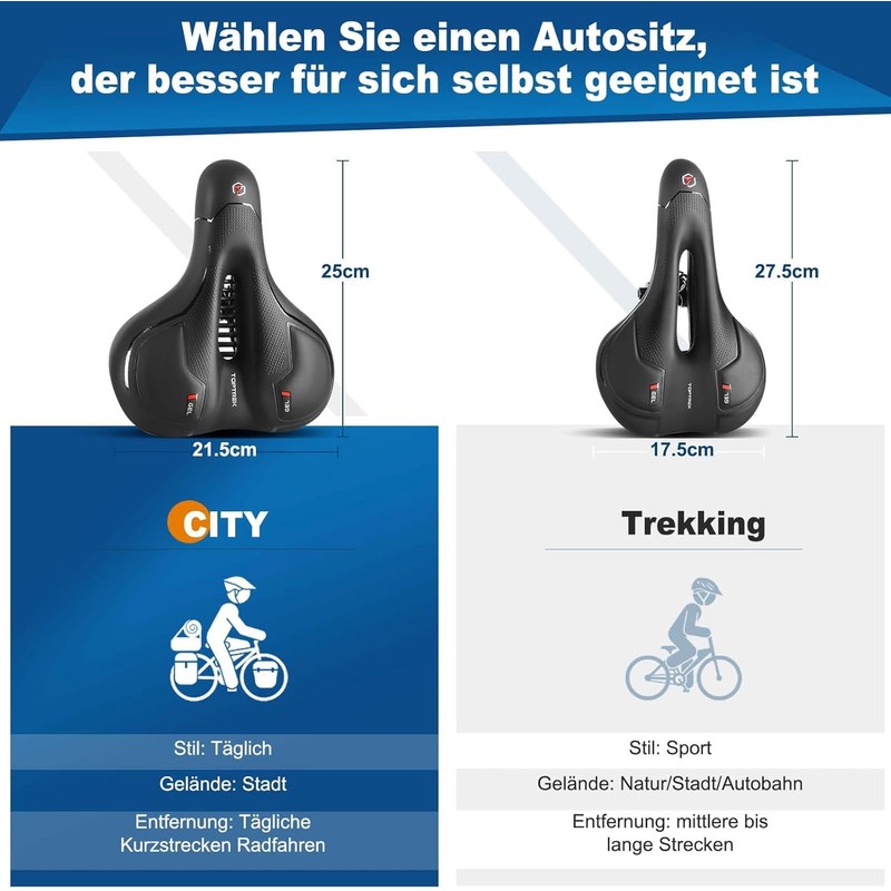 toptrek Bicycle Saddle Comfortable Soft Memory Foam Ergonomic Shock Absorbing