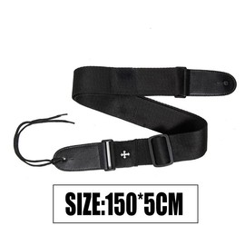 AIMALL Black Guitar Strap Replacement Adjustable Nylon Belt for Acoustic Electric Bass, 2 Inches Wide, 59 Inches Long, Durable and Comfortable