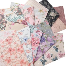 TOHYAN A4 Double-sided Design Paper, Floral Pattern, 90 Fine Paper, Despere Wrapping Paper, 10 Patterns, 50 Sheets, Made in Japan, Color Design Paper, Collage, Wrapping Paper, Botanical Flower, Cute, Stylish, Handmade