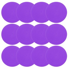 PATIKIL 4 Inch Poly Spot Markers, 12Pcs Non Slip Rubber Floor Dots with Storage Bag Flat Agility Cones for Sports Training Basketball Football, Purple