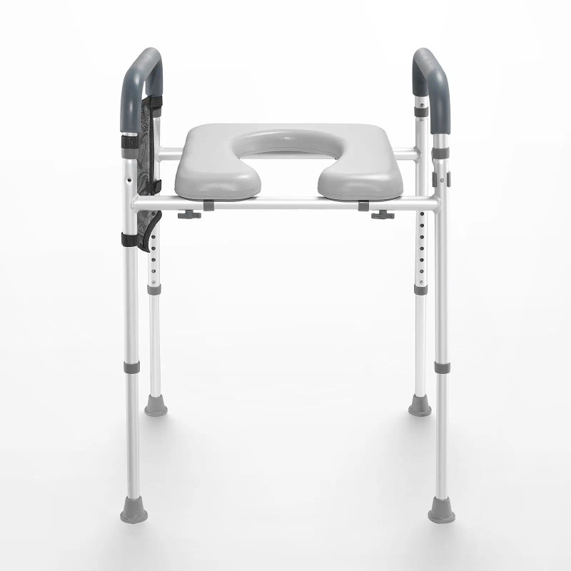 19.3\"-25.2\" Height Adjustable 7-Position Comfort Padded Aluminum Frame Toilet Seat