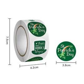2Rolls 1000pcs St Patricks Day Shamrock Stickers,Lucky Irish St.Patrick's Day Stickers Label Round for St Patrick's Day Party Cards, Gift Bags, Parties Supplies Decorations(2 Rolls of 3.8cm)