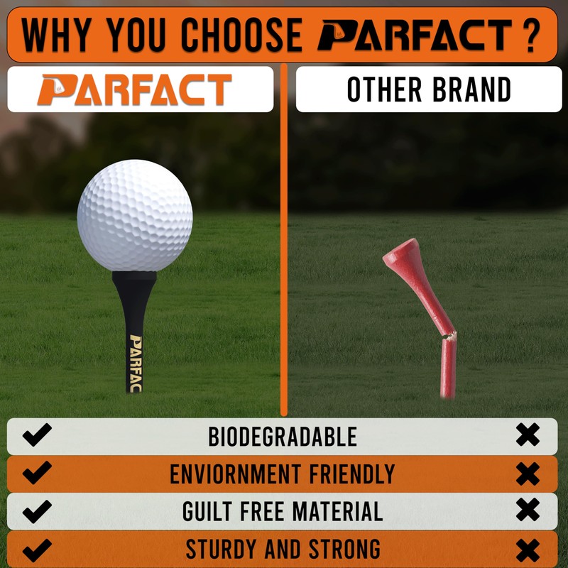 ParFact Golf Tees Wooden | Pack of 30 | Durable