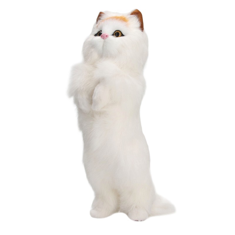 Furry Cat Figurine Realistic Simulated Adorable Lovely Decorative Plush Cat
