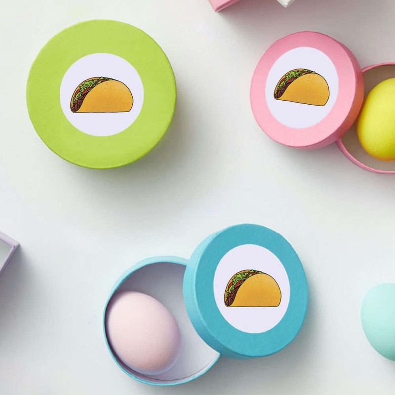 24 x 40mm Round 'Tasty Taco' Stickers (SK00070262)