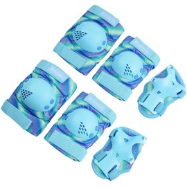 BOSONER Knee Pads, Children's Inline Skates, Knee and Elbow Pads, Protective Equipment, Knee Pads, Skateboard (17# Blue Dot, S (3-7 Years))