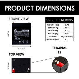 ECI Power 4 Pack: 12V 5AH VRLA AGM 12V 5AH Rechargeable Battery for LiftMaster 485LM/Craftsman 53918/Chamberlain 4228 Garage Door Opener, Security Alarm, etc