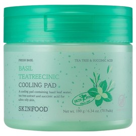 Skinfood Basil Tea Tree Scinic Cooling Pads, 70 pieces, 180g, 1 piece / 스킨푸드 바질 티트리시닉 쿨링 패드, 70개입, 180g, 1개
