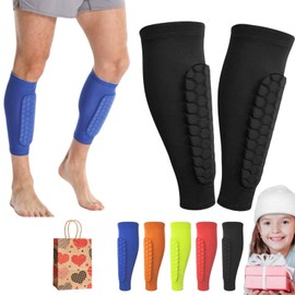 Shin Guards for Soccer, Lightweight Shin Pads for Kids Youth & Adult - Football Shin Defender Protective Gear, Comfortable Breathable Leg Guards (Black, L(Adult))