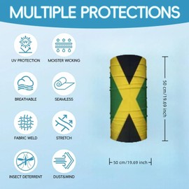 PSQIYMP 4 Pack Jamaican Flag Neck Gaiter – Jamaica Face Cover, UV Protection Bandana Mask, Breathable Balaclava Scarf for Festivals, Sports, Travel, Outdoor Use