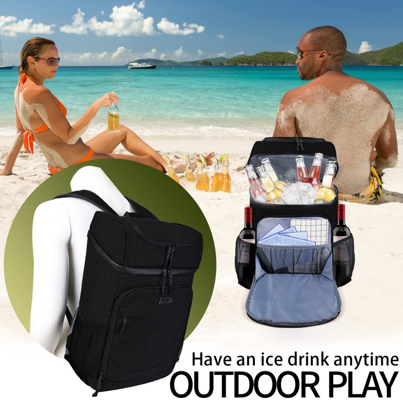 BAGLHER Large Capacity Cooler Backpack, 12" x 7.5" x 17",