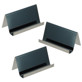 PATIKIL Business Card Holder for Desk, 3Pcs Business Card Holders Stainless Steel Card Stand Organizer Cards Display for Office Exhibition, Black