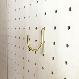 BRASS HOOK Brass Single Hook for Perforated Board 0.4 - 0.5 inch (9 - 12 mm) Thick KEFU Kef