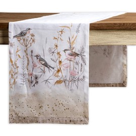 Maison d' Hermine Spring/Summer Table Runner, 100% Cotton, Decorative, Washable Easter Table Runner for Dining, Buffet Parties and Weddings - Meadow Florals – Beige (50 cm x 150 cm)