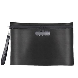 GEEDUD Fireproof Document Bag with Lock, Fireproof Waterproof Money Bag Safe Storage Pouch for A4 Documents, File,Cash and Valuables (Black)