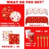 Christmas Snowflake Party Decorations Tableware,142pcs Red and White Snowflake Paper