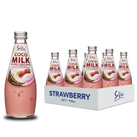 Savia - Coconut Milk Drink, Quality Coconut-Based Beverage, Made with Real Coconut Pulp & Natural, Delicious & Refreshing, Vegetarian, Gluten-Free(9.8oz, 12-Pack) (Strawberry)