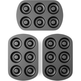 Tiawudi Non-Stick 6-Cavity Donut Baking Pans, Makes Standard, Black