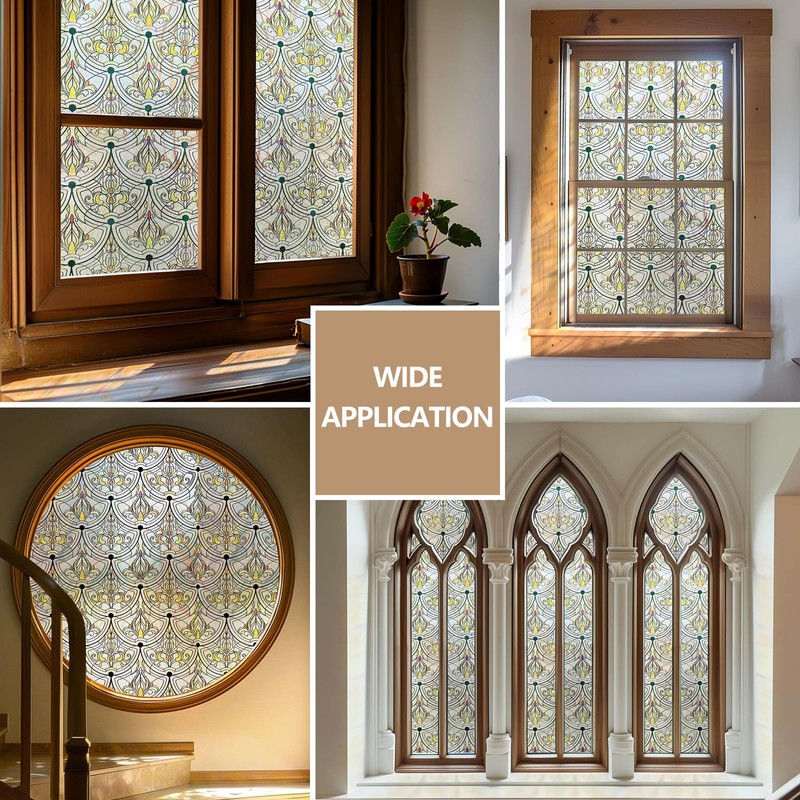 3D Stained Glass Window Film, Decorative Window Privacy Film for