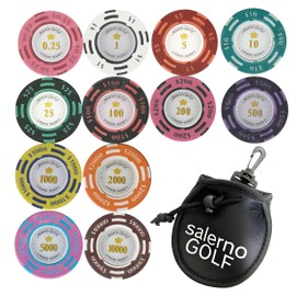 Salerno ゴルフ マーカー ポーカー チップマーカー ラウンド用品 グランドゴルフ 袋セット