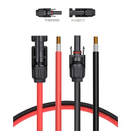 BougeRV 30 Feet 10AWG Solar Extension Cable with Female and Male Connector with Extra Pair of Connectors Solar Panel Adaptor Kit Tool (30FT Red + 30FT Black)
