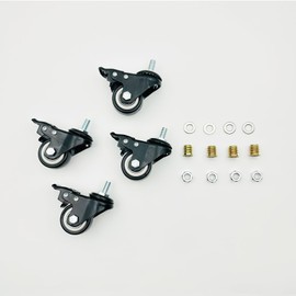 LIKERAINY Swivel 8mm Bolt Threaded Fixing Caster PE Wheels IC4811A with Brake 360 Degree General Purpose Castors Size Ø 40mm Pack of 4 Pieces