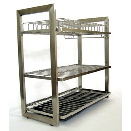 Zojila Patagonia 3 Tier Dish Rack, Brushed/Polished Stainless Steel