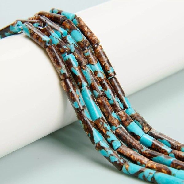 Unbranded Bronzite Turquoise Cylinder Tube Beads Size 4x13mm 15.5'' Strand