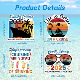 Cruise Door Magnets Decorations, 4PCS Large Family Cruise Door Decorations Magnetic 2025 with Retro Nautical Vacation Design, Fun Magnet Stickers for Ship Cabin Fridge Decor