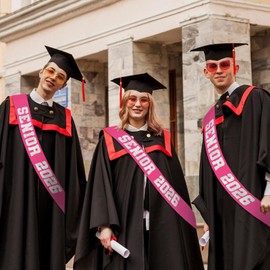 JXYCBZYing 8 Pcs Hot Pink Senior 2026 Sashes with Silver Glitter Letters - Senior Sash Class of 2026, Graduation Celebration Cheer Sash, Class Competition Sashes, Graduation Party Supplies, Favors
