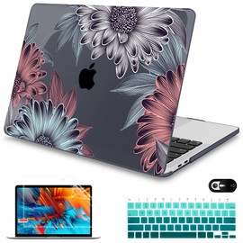 Mektron for MacBook Air 13 Case A1466/A1369 (2010-2017 Release), Snap-on Plastic Hard Shell Cover for MacBook Air 13.3 inch with Keyboard Cover,Blooming Chrysanthemums