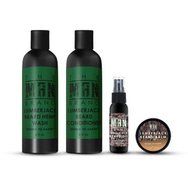 Lumberjack Beard Pack by The Man Brand - Includes 8 oz Lumberjack Beard Hemp Wash, 1 oz Lumberjack Beard Oil, 1 oz Lumberjack Beard Balm, 8 oz Lumberjack Beard Conditioner - Lumberjack Beard Grooming