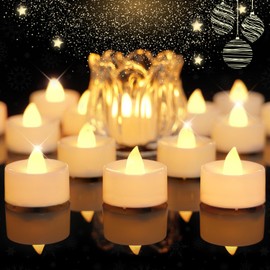 BEICHI 24 PCS Flameless TeaLights Candles with Timer, 6 Hour On and 18 Hour Off Cycle, Battery Operated LED Tea Lights Flickering Votive Candles Warm Yellow Light
