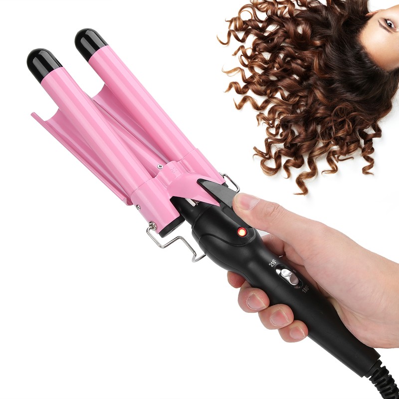 3 Barrel Curling Iron Wand Adjustable Hair Curler Waver Crimper