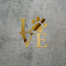 Love with Paw Print (Metallic Gold) (Set of 2) Premium Waterproof Vinyl Decal Stickers for Laptop Phone Accessory Helmet CAR Window Mug Tuber Cup Door Wall Decoration - ANGstic0d6283GO