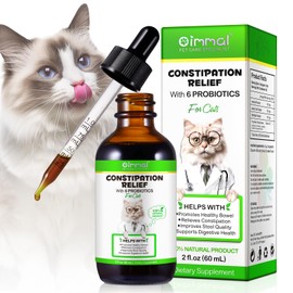 Cat Constipation Relief Drops 60 ml, Cat Laxative Drops with 6 Probiotics, Stool Softener for Cats - 2 Oz
