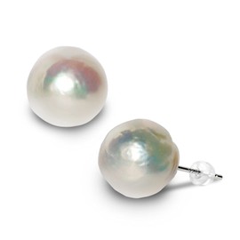 Freshwater Cultured Baroque Pearl Earrings for Women, S925 Silver Stud, Pearl Size XL 11-12mm